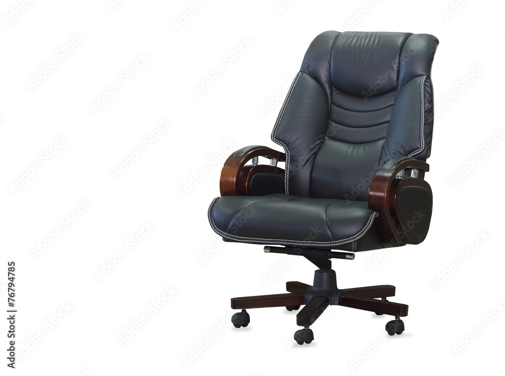 Fototapeta premium Modern office chair from black leather. Isolated