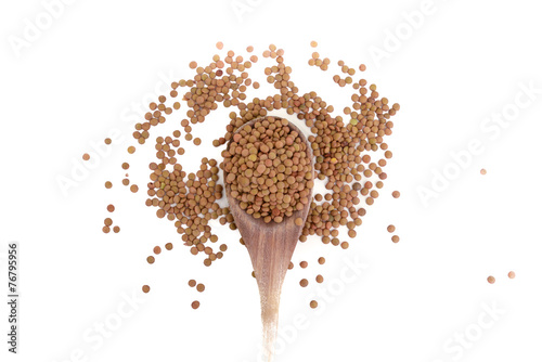 Scoop full of pistachios on isolated white background
