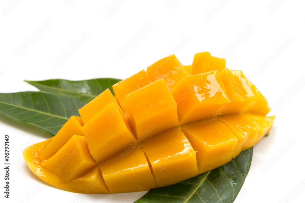 Mango with slices isolated on white background Mango with slices isolated on white background