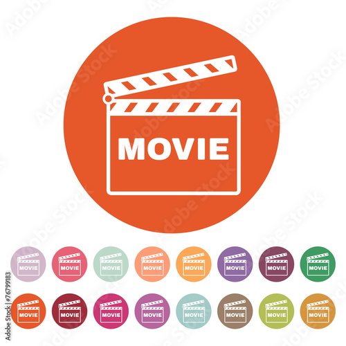 The clapper board icon. Movie symbol. Flat