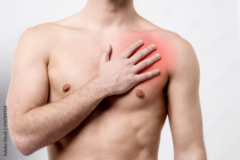 Fototapeta premium Man having chest pain, heart attack.