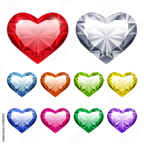Vector Gem Hearts Set