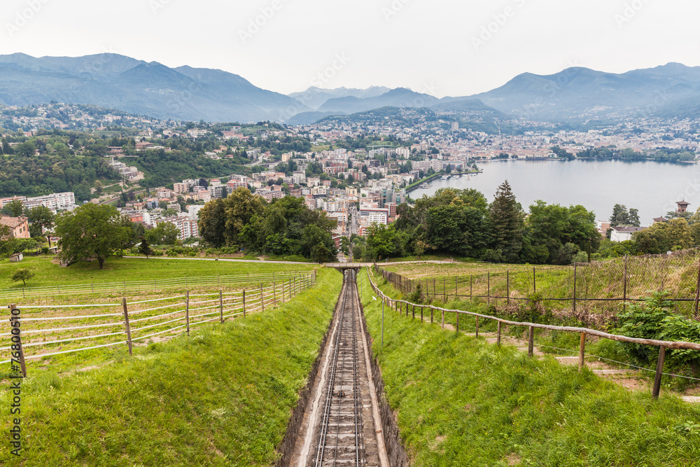 Lugano city and lake