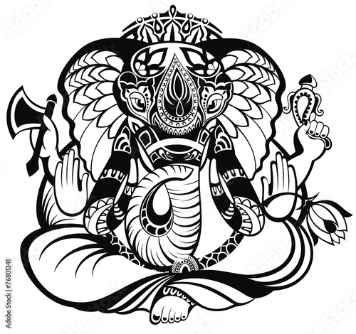 Vector illustration of an Indian god Ganesha