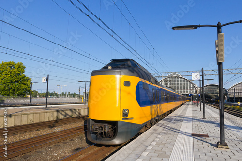 Train leaving Amsterdam Station