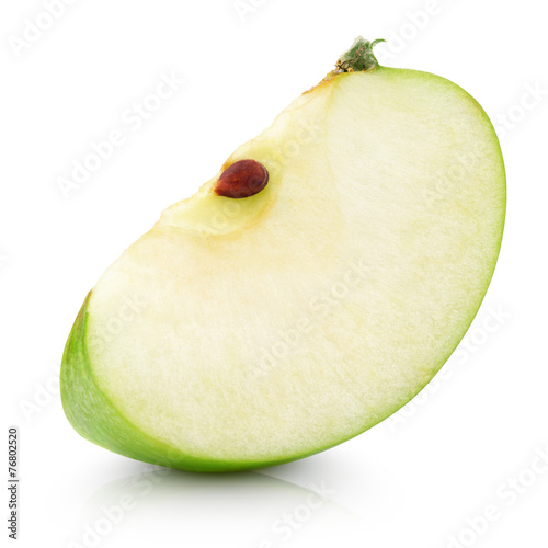 Green apple slice isolated on white with clipping path