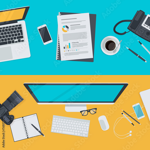 Set of flat design concepts for business and marketing