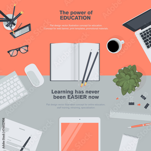 Set of flat design illustration concept for education