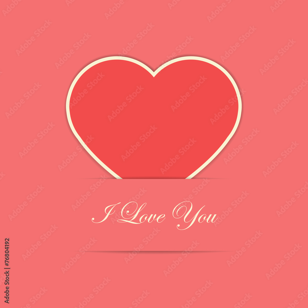Valentine card with red paper heart