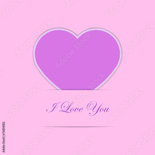 Valentine card with pink paper heart