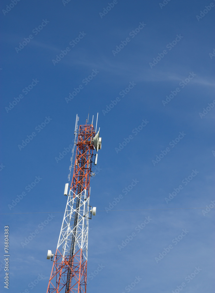 Communications tower and blue sky Communications tower and blue sky