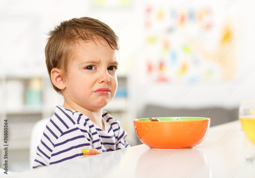 Little boy does not want to eat. Little boy does not want to eat.
