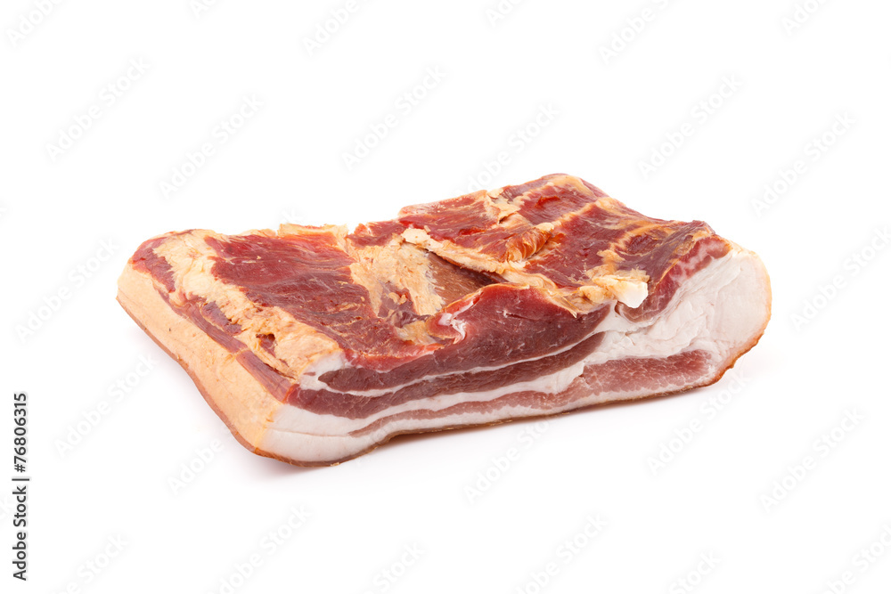 Smoked bacon isolated on white background Smoked bacon isolated on white background