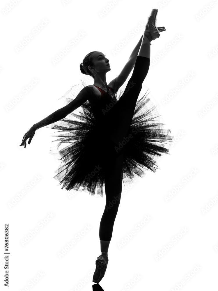 Naklejka premium young woman ballerina ballet dancer dancing silhouette