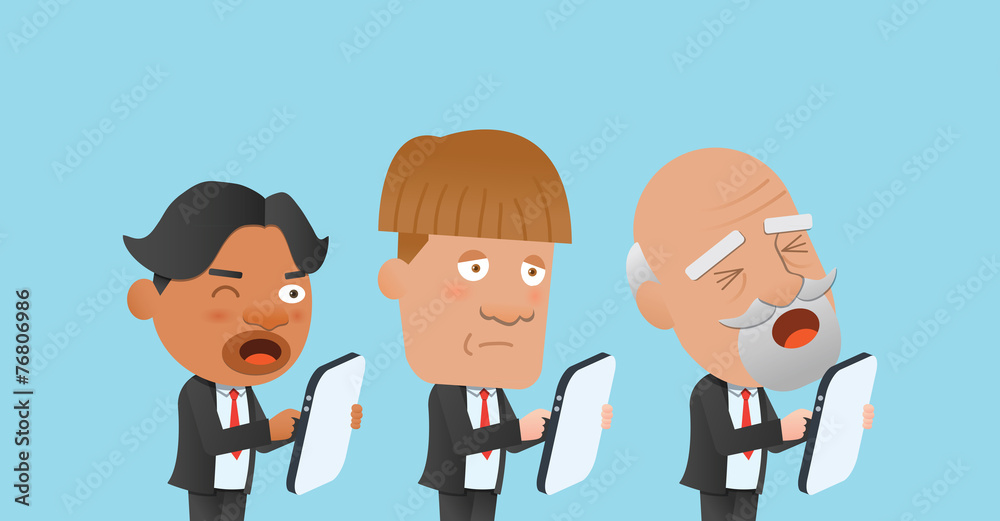 Business corporation smart device concept flat character Business corporation smart device concept flat character