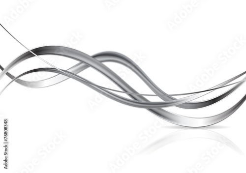 Metallic abstract waves on white background