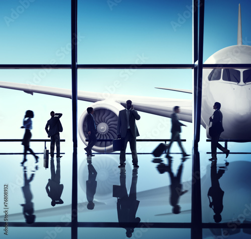 Silhouettes Business People Airport Terminal Concept