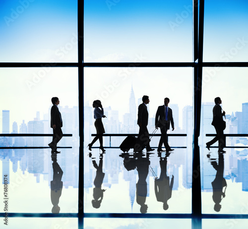 Silhouette Group of Business People Urban Scene Concept