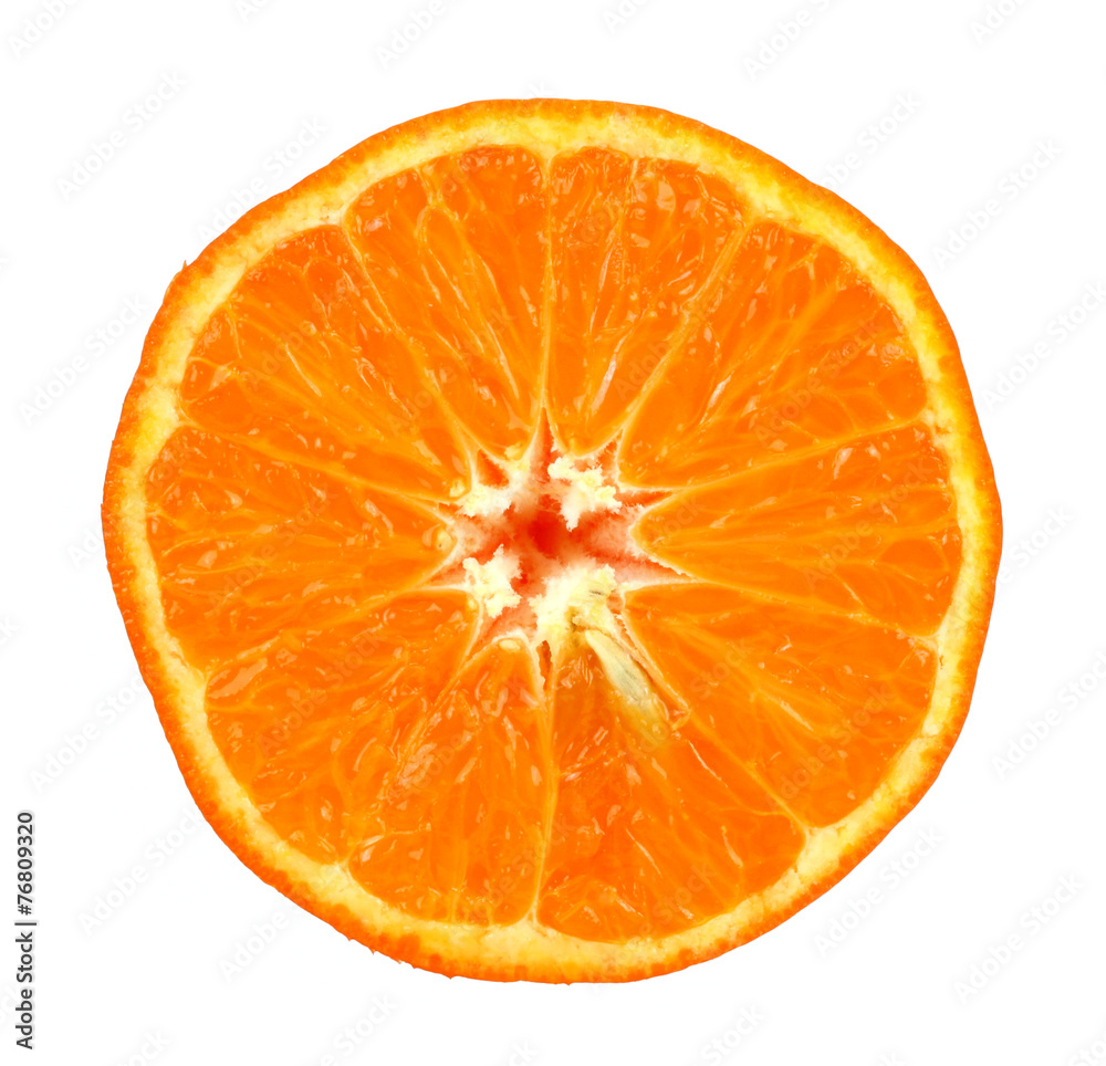 Tangerine slice isolated on white Stock Photo | Adobe Stock