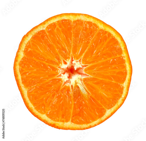 Tangerine slice isolated on white