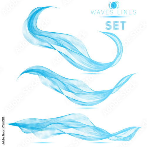 set blue blend abstract waves background elements for design