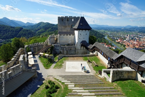 Celje medieval castle in Slovenia above the river  Savinja photo