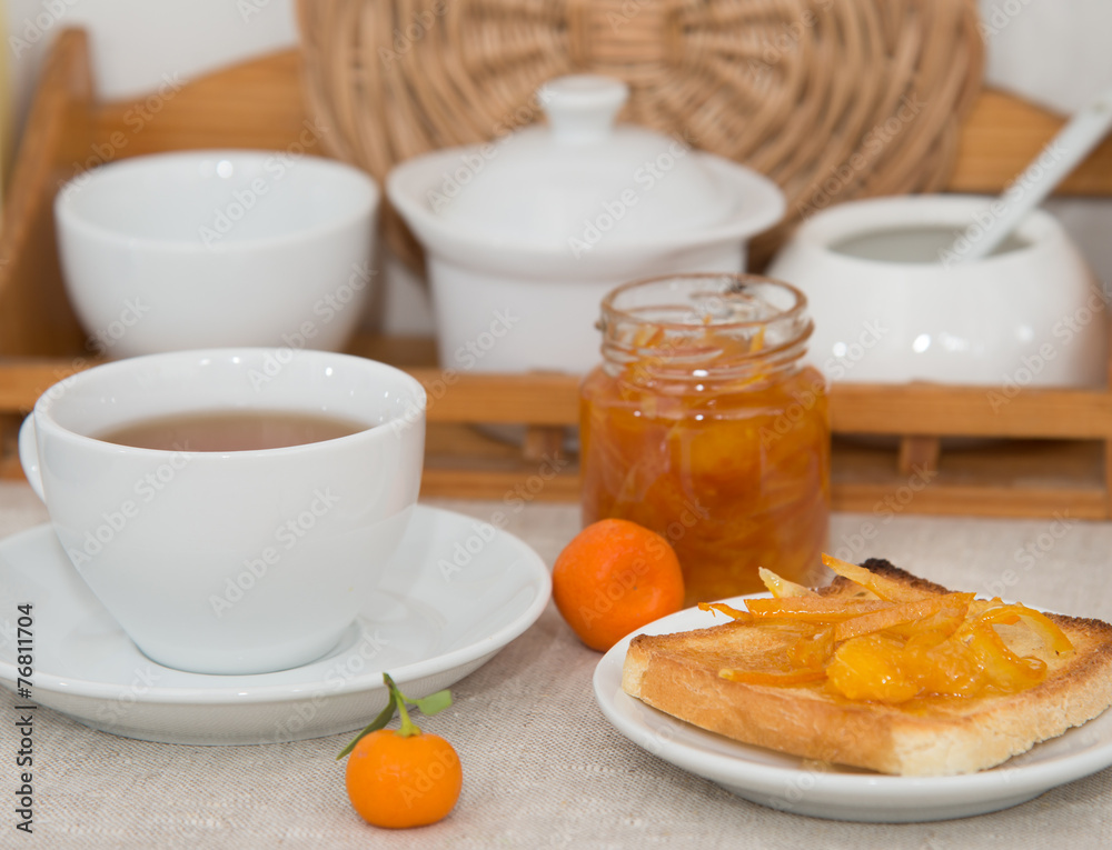 Tangerine jam with slice of bread Tangerine jam with slice of bread