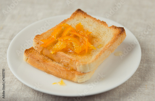 Orange jelly on toasts