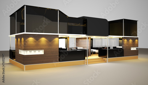 modern booth exhibition design with blank banner