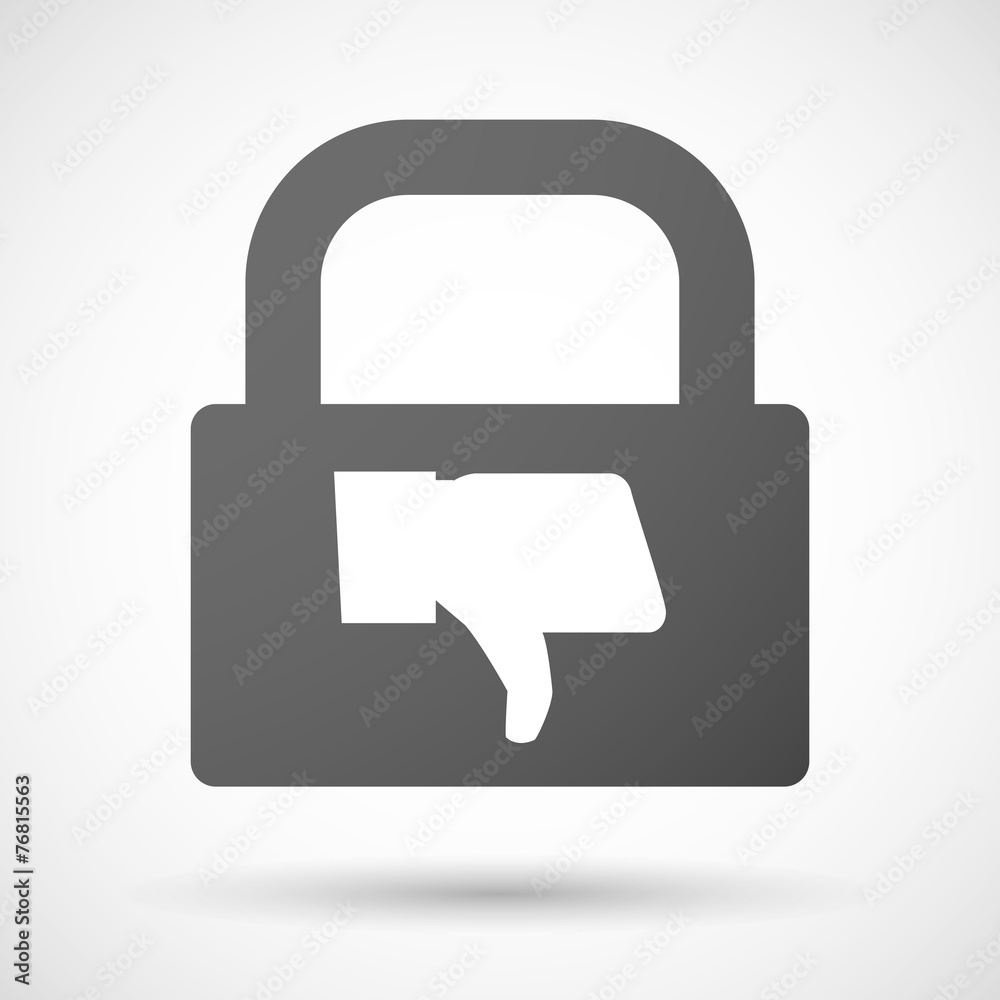 Lock icon with a thumb down hand Lock icon with a thumb down hand