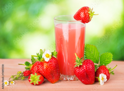 strawberry juice green background bokeh