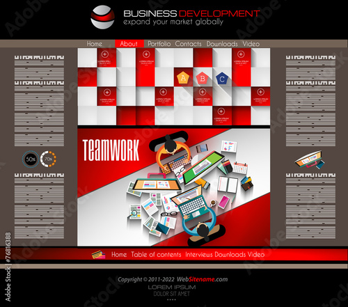 Modern website template with flat style infographics layout