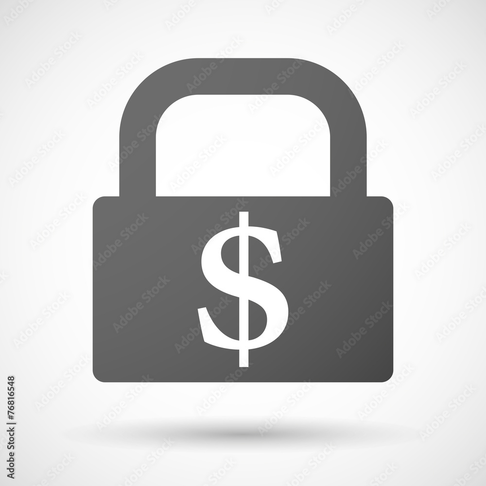 Lock icon with a currency sign Lock icon with a currency sign