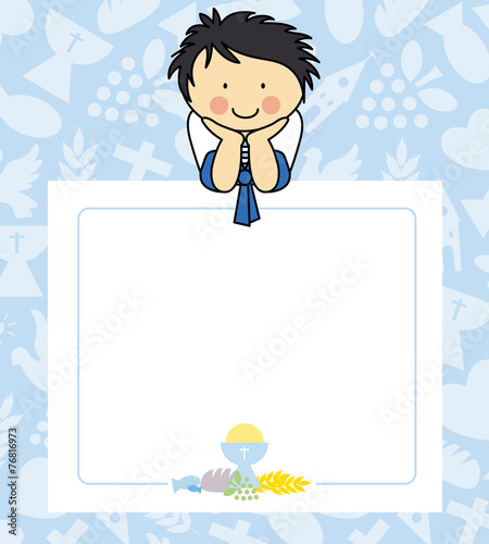 Boy first Communion card . space for text