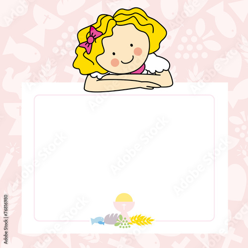 Girl First Communion card . space for text