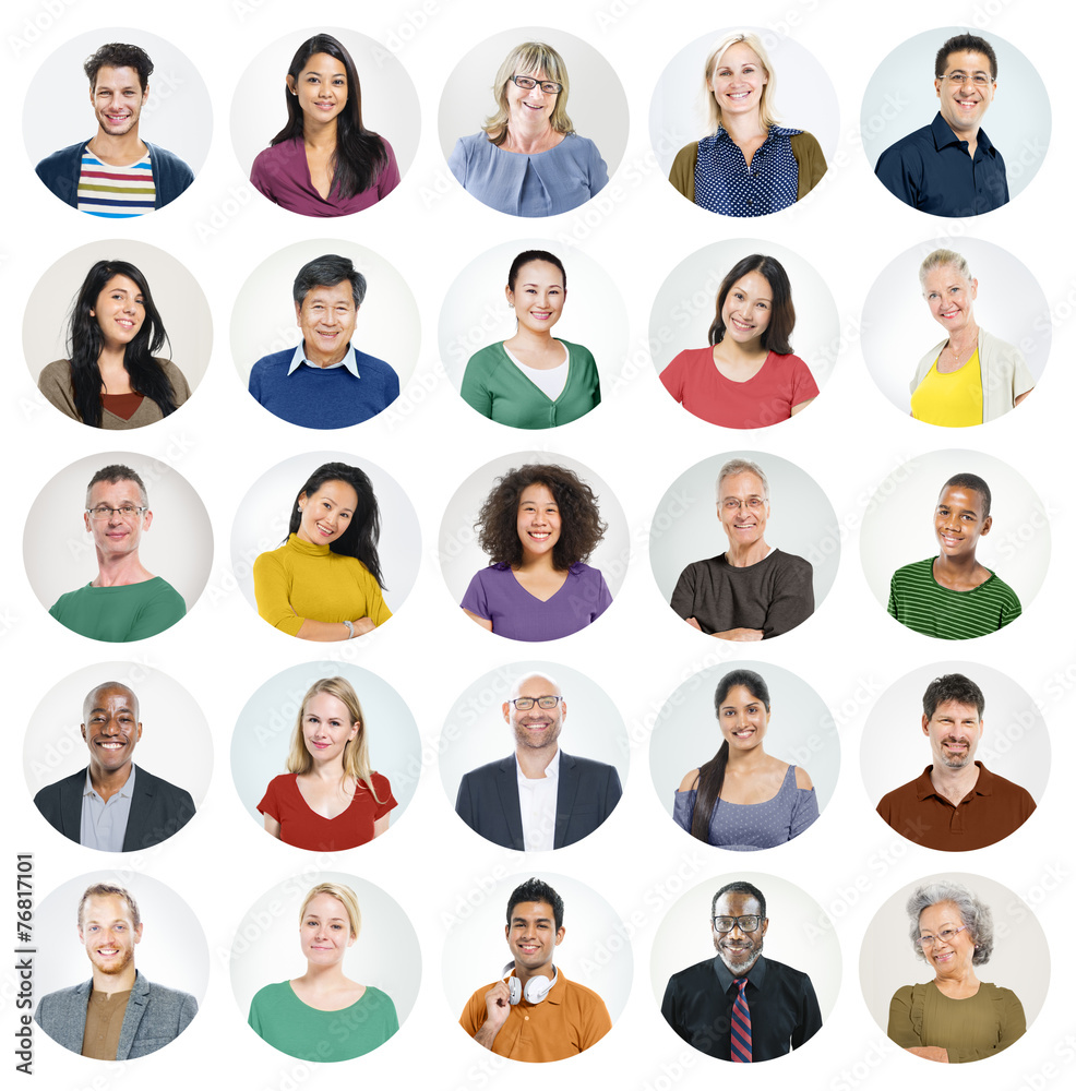 People Faces Portrait Multiethnic Cheerful Group Concept People Faces Portrait Multiethnic Cheerful Group Concept