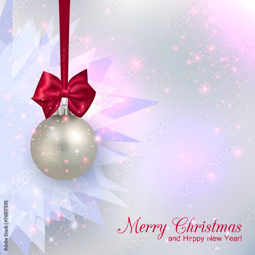 Happy New Year 2015 celebration concept with silver ball over