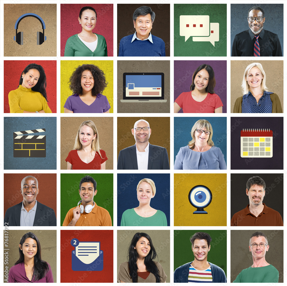 Diverse Multi Ethnic People Technology Media Concept Diverse Multi Ethnic People Technology Media Concept