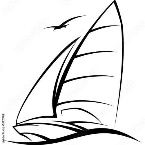 sailing, yacht racing sailing sailing over the waves, symbol, ve