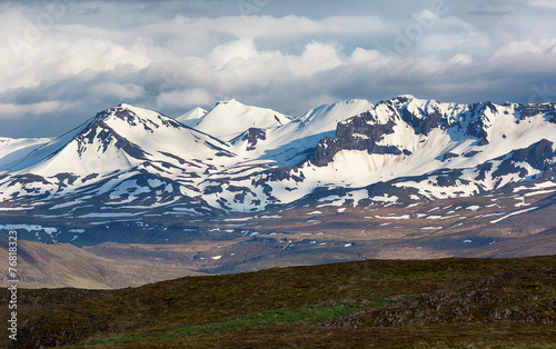 Scenic landscape with snowy...