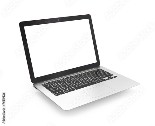 Ultra thin laptop computer with blank screen for copyspace