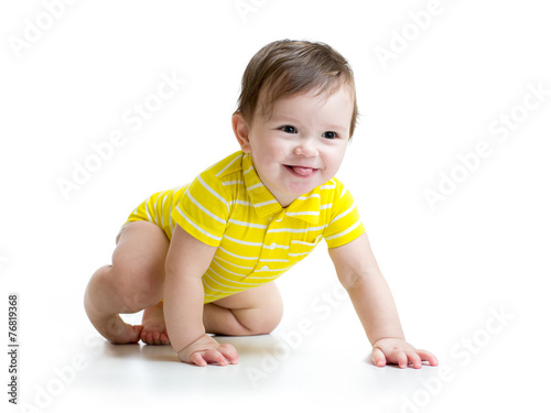 funny baby crawling