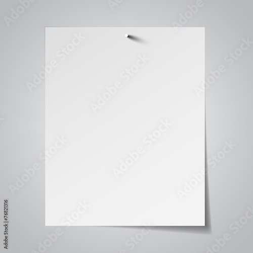 White paper attached with nail. Vector