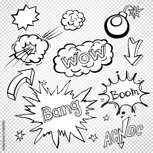 BLANK Comic speech bubbles set, comic wording sound set