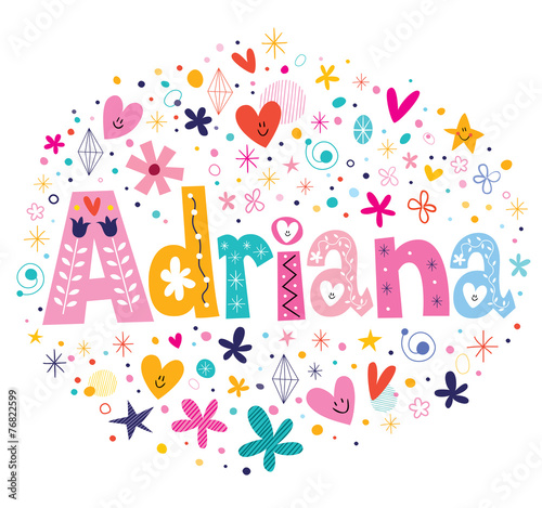 Adriana female name design decorative lettering type