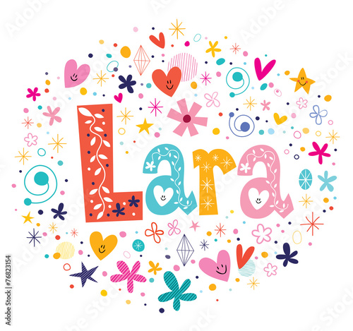Lara female name design decorative lettering type photo