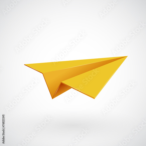 Yellow paper airplane vector illsutration
