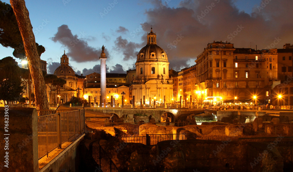 Beautiful panorama of the night Rome