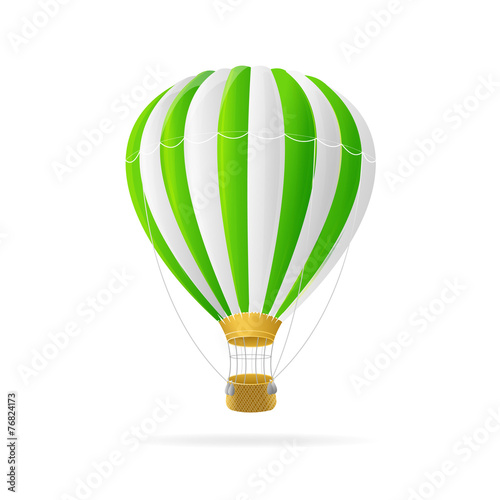 Vector white and green hot air ballon isolated
