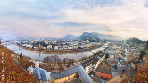 Sunrise view of the historic city Salzburg photo